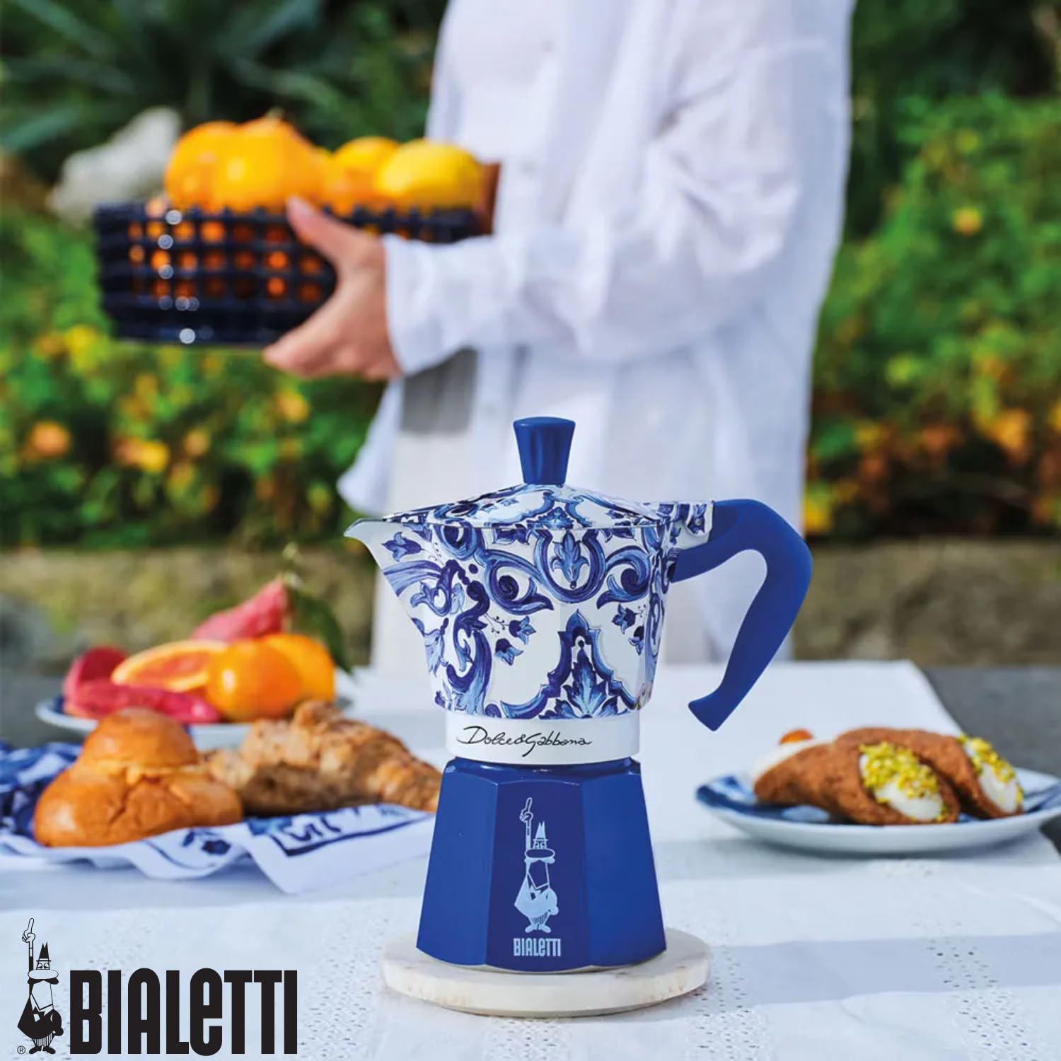 Bialetti Dolce & Gabbana Mocha Express Blue Mediterraneo para 3 tazas, fuego directo (cafetera, cafetera espresso)
