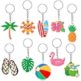 JUNEBRUSHS 30PCS Summer Keychains Hawaiian Beach Hanging Pendant for Summer Beach Sea Theme Birthday Party Favor Classroom Supplies(10 Style)