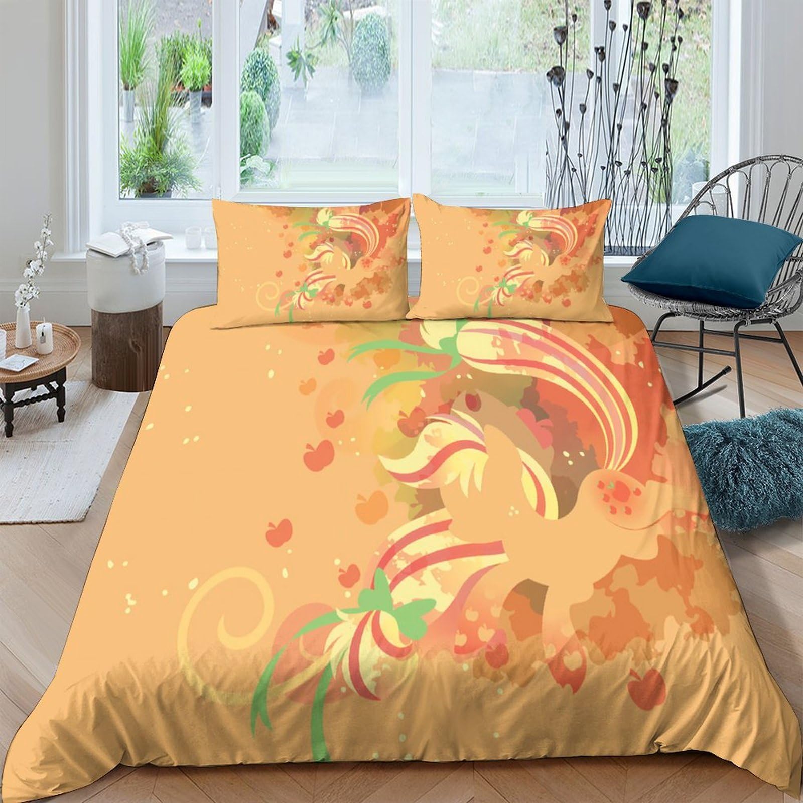 Ctjqhvkz Style-10 3D Printed Floral Abstract Fitted Sheet Microfiber Soft Orange Art Mattress Cover For Bedroom Guest Room Décor Machine Washable Single（135X200cm）