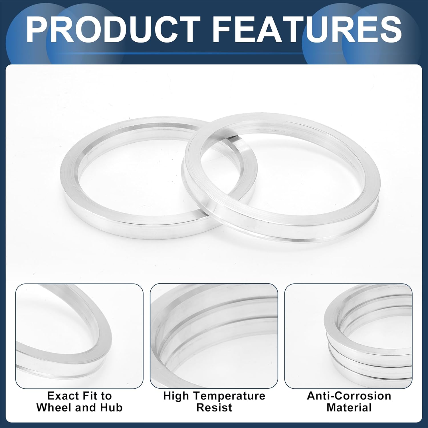 Car Wheel Hub Centric Rings OD 100.1mm to ID 84.1mm Wheels Center Shaft Shock Absorbing Hubrings Aluminum Alloy Silver Tone Durable