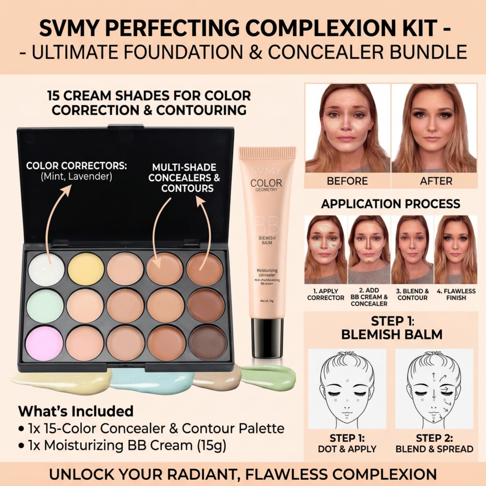 All-in-One-Make-up-Set für Teenager und Mädchen, komplettes Anfänger-Make-up-Geschenk-Set mit Lidschatten-Palette, Foundation und Lipgloss, Make-up-Set für Kinder von 6–12 und 12–18 Jahren