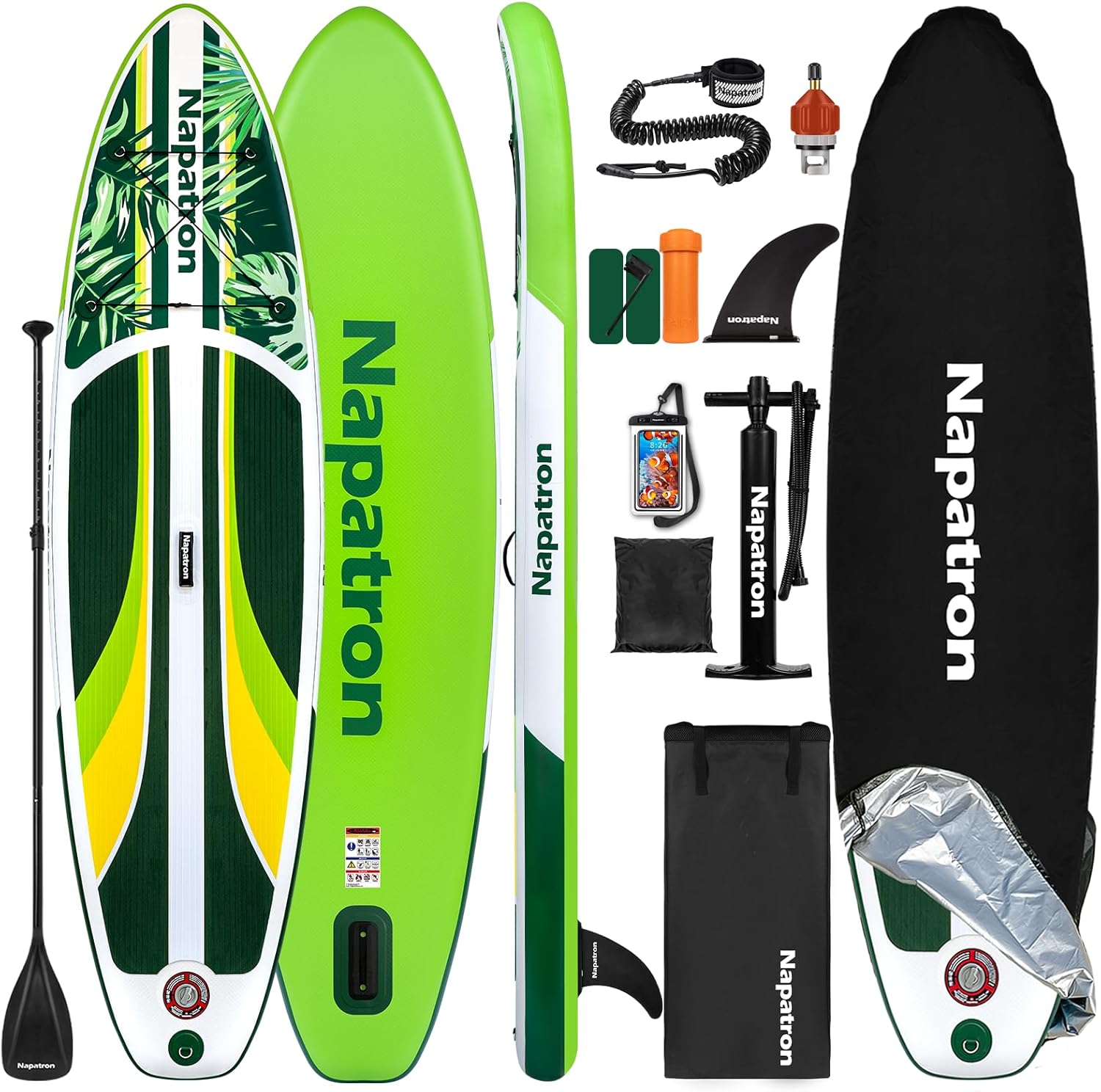 Napatron Family Inflatable Stand Up Paddle Board, Sup,Stable Wide Design,350LBS Capacity,Complete Paddle Board Package with Fast Action Pump,Leash,Ideal for Beginners/Youth & AllSkill Levels