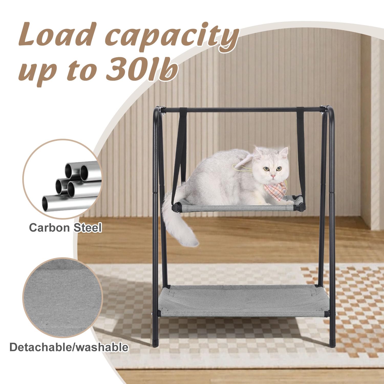 Etagen-Katzenschaukel Hängebett, Kätzchen-Hängematten mit Kissen, erhöhte Schaukeln für Katzen und Kätzchen, perfekte Indoor-Katzenmöbel, Hundeschaukel, atmungsaktive Katzen-Hängematte