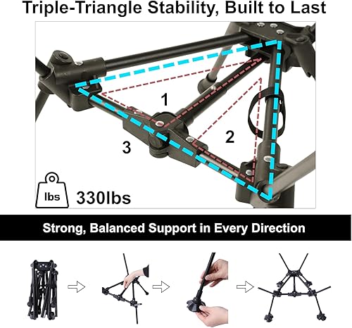 Miniatura 5 de Wildhiker Sillas de camping portátiles, ligeras con patas grandes antihundimiento, para playa, senderismo, motocicleta, mochileros, viajes,
