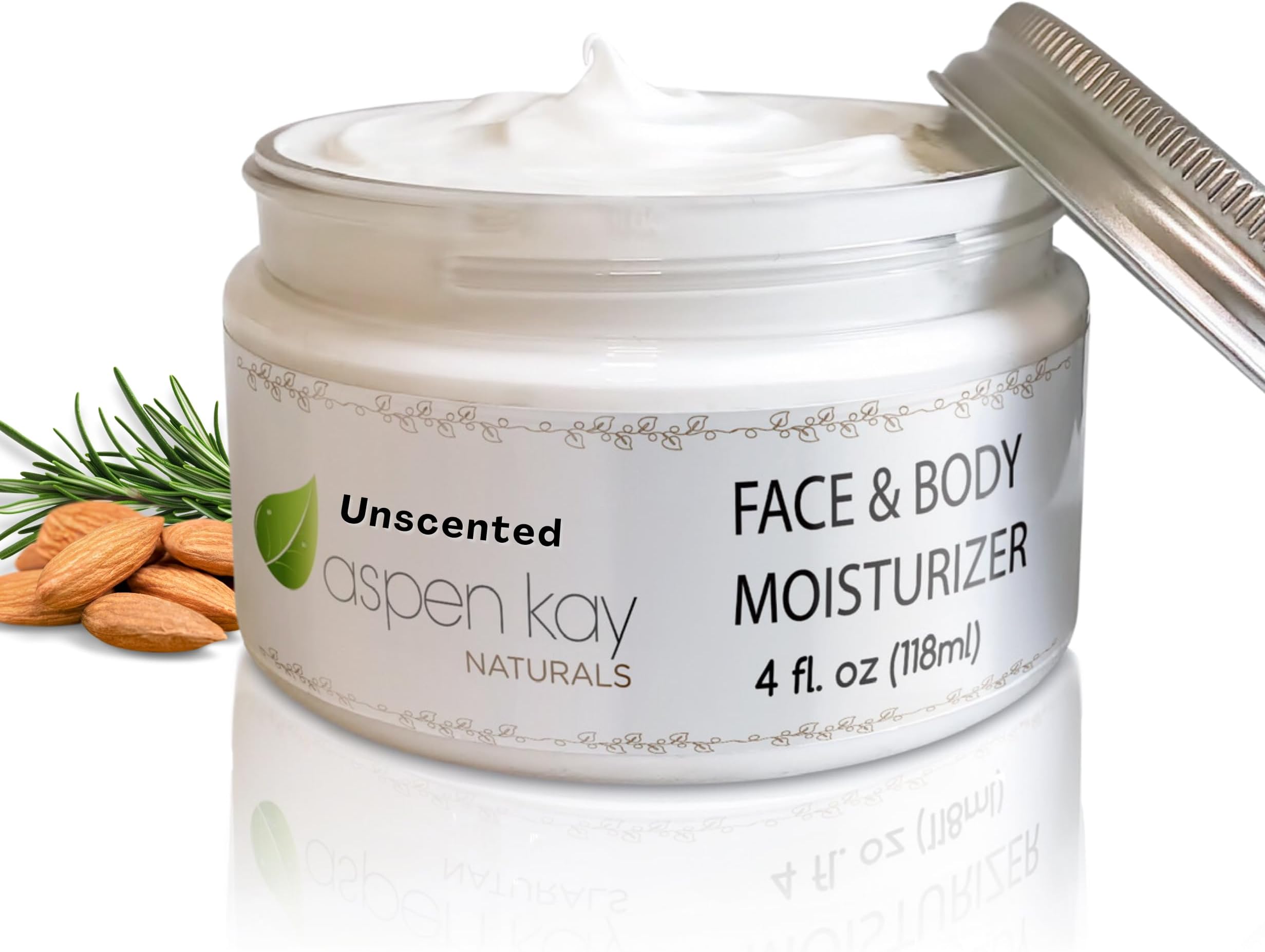 Face & Body Moisturizer - Natural Moisturizing Face Cream for Sensitive Skin - Light, Non-Greasy & Fast Absorbing - Natural Face Moisturizer for Women & Men - Unscented - (4 ounces)
