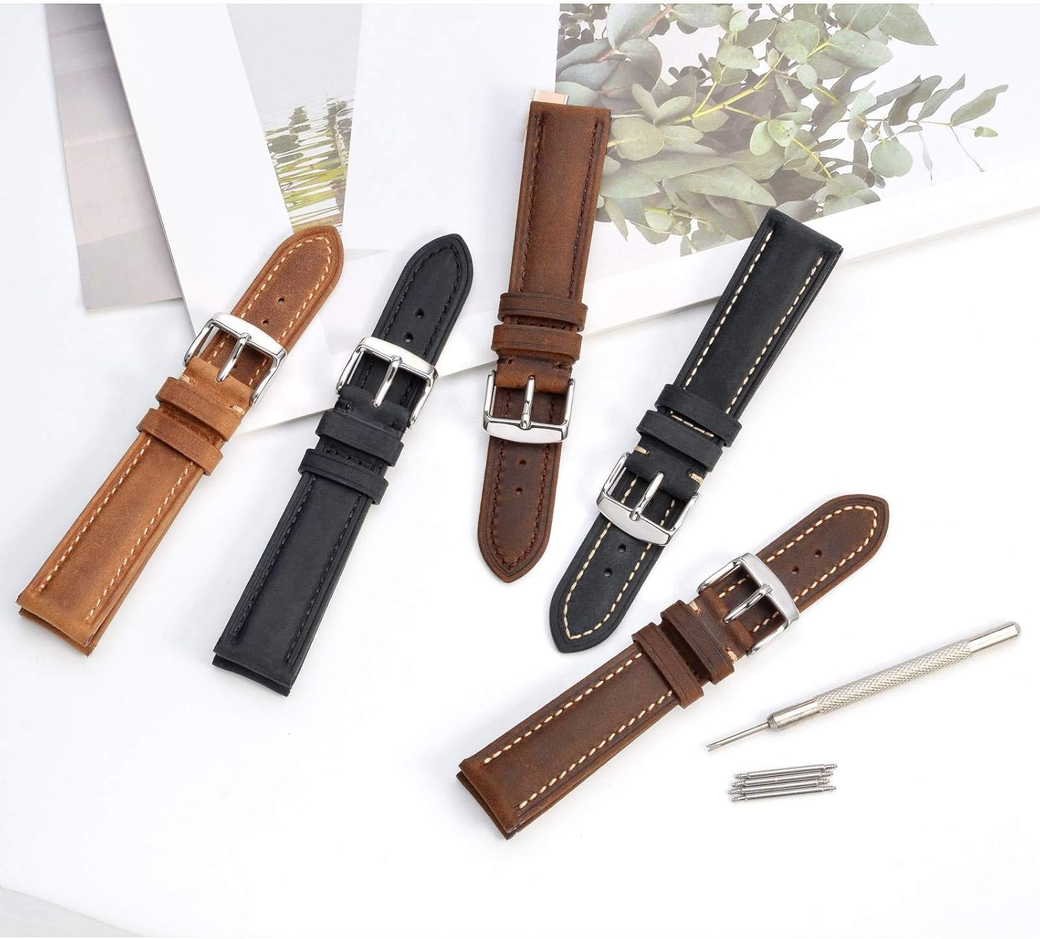 BISONSTRAP Watch Strap, Vintage Leather Replacement Bracelet, Band Width-14mm 15mm 16mm 17mm 18mm 19mm 20mm 21mm 22mm 23mm 24mm - Image 9