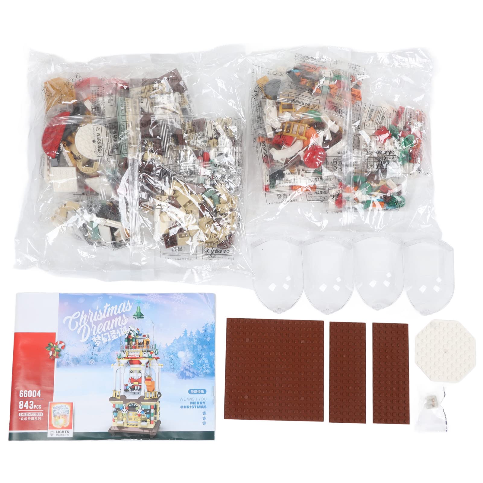 Set di Blocchi di Casetta Natalizia per Bambini da 843 Pezzi – Kit Costruzione per Gioco Creativo, Coordinazione Occhio-mano e Sviluppo del Cervello