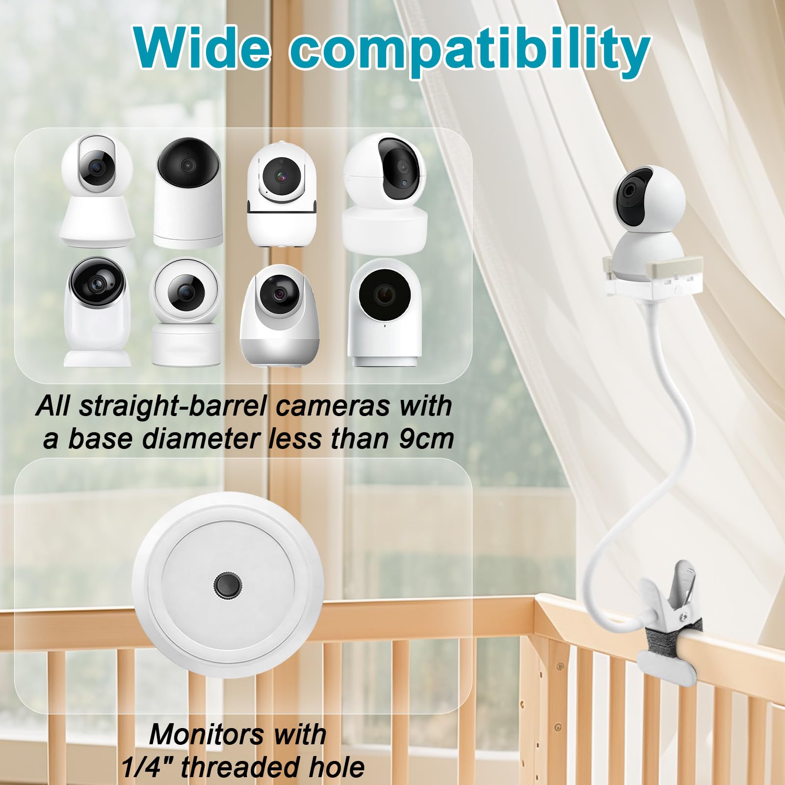 Kamera Halterung 40 cm Lang Kompatible mit HelloBaby Kamera Holder Kompatible mit GHB Flexible Monitor Halterung Kompatibel für Philips Avent Klemmerhalter Ständer Handyhalter