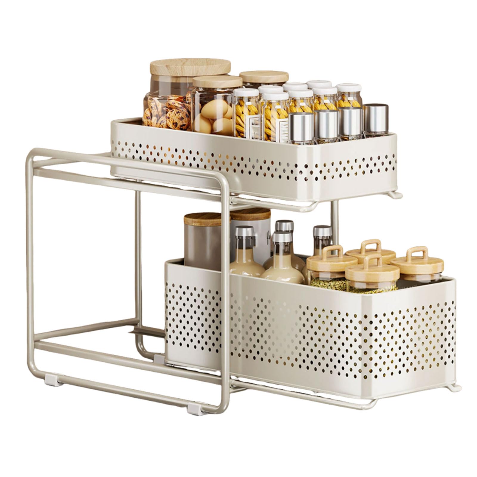 Organizador para debajo del fregadero extraíble y estantes de almacenamiento de cocina