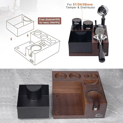 Miniatura 4 de IKAPE V5 - Caja organizadora de café expreso para almacenamiento de 51, 54, 2.283 in, distribuidor, portafiltro y accesorios de pantalla de disco,