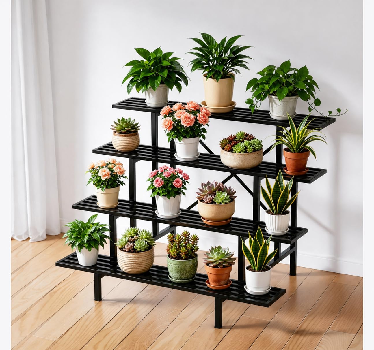 Zhongma 4 Tier Sturdy Metal Plant Stand