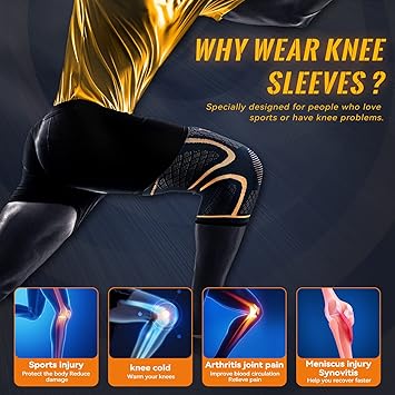 Copper Knee Braces for Men and Women (2 pack) -Copper Compression Knee Sleeve Knee Supports for Knee Pain, Arthritis, Sports and Recovery Support (Small)