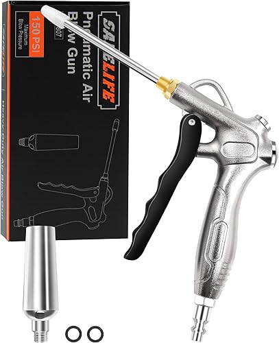 SAFELIFE Pistola de soplado de aire industrial con extensión, herramienta de accesorio de compresor de aire neumático, limpieza de polvo y pistola