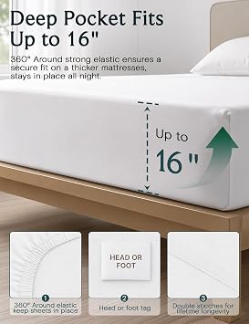LuxClub 6 PC Sheet Set Bamboo Sheets Deep Pockets 18