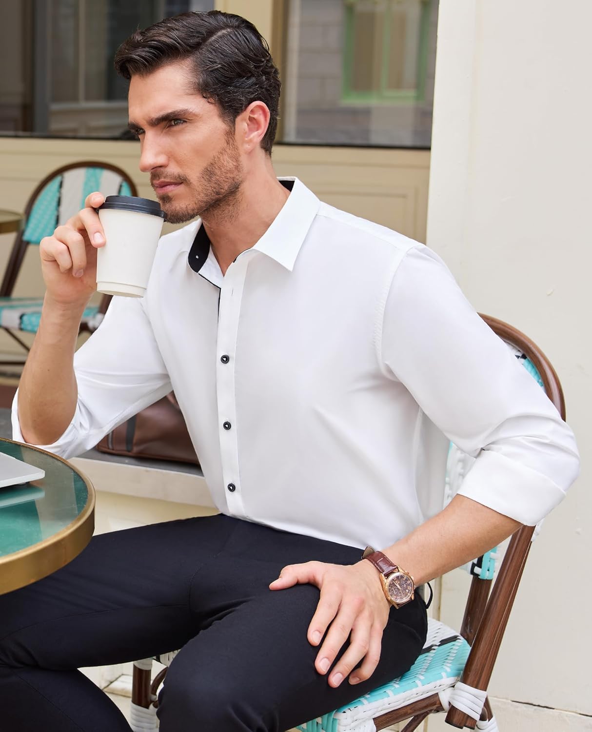 Lion Nardo Mens Dress Shirts Long Sleeve Wrinkle Free Untucked Button Down Business Casual Shirts for Men Stretch - Image 2