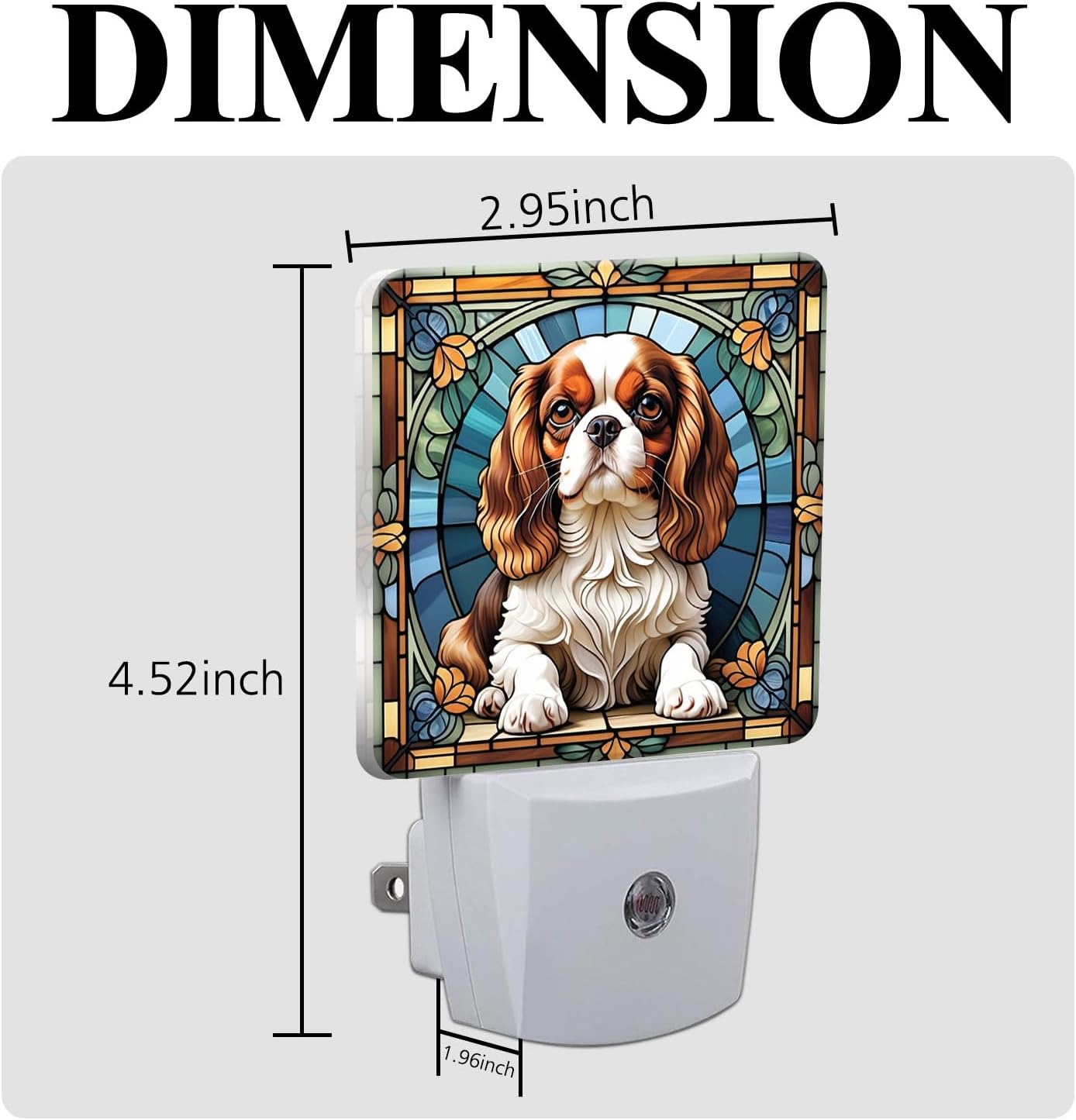 Cavalier King Charles Spaniel Stained Glass Night Lights Plug into Wall for Room, Cavalier King Charles Spaniel Night Light LED for Bedroom