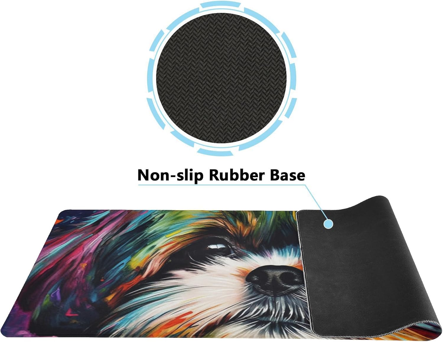Non-Slip Rainbow Shih Tzu XXL Mouse Pad Mouse Pad for Gaming, Office and Home - Rubber Base Keyboard Mat and Mouse Pad Protector, 31.5 x 12 Inch