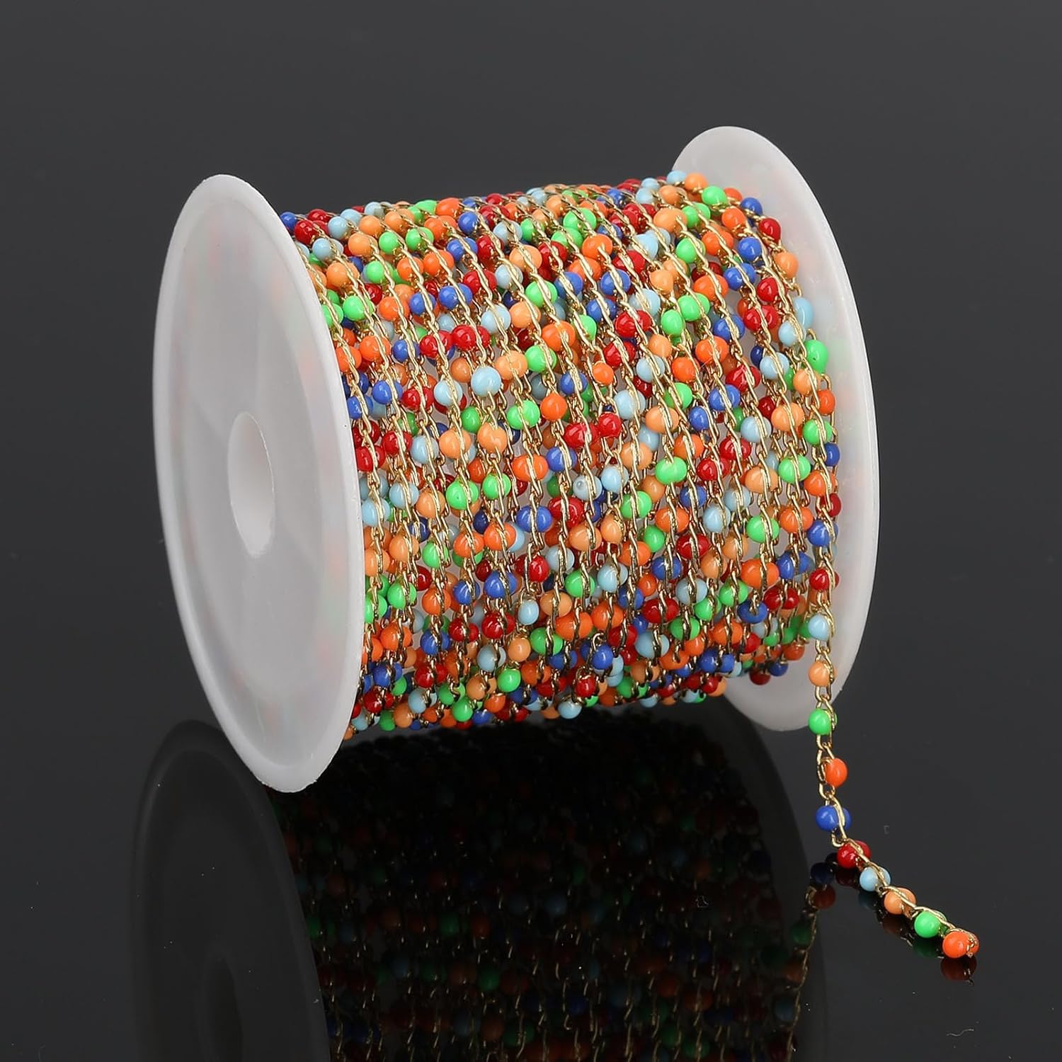 YOUBEIYEE 4 Meters Rainbow Color Bead Chain for Jewelry Making 18K Gold Plated Brass Curb Chain Jewelry Making Chains - Image 2