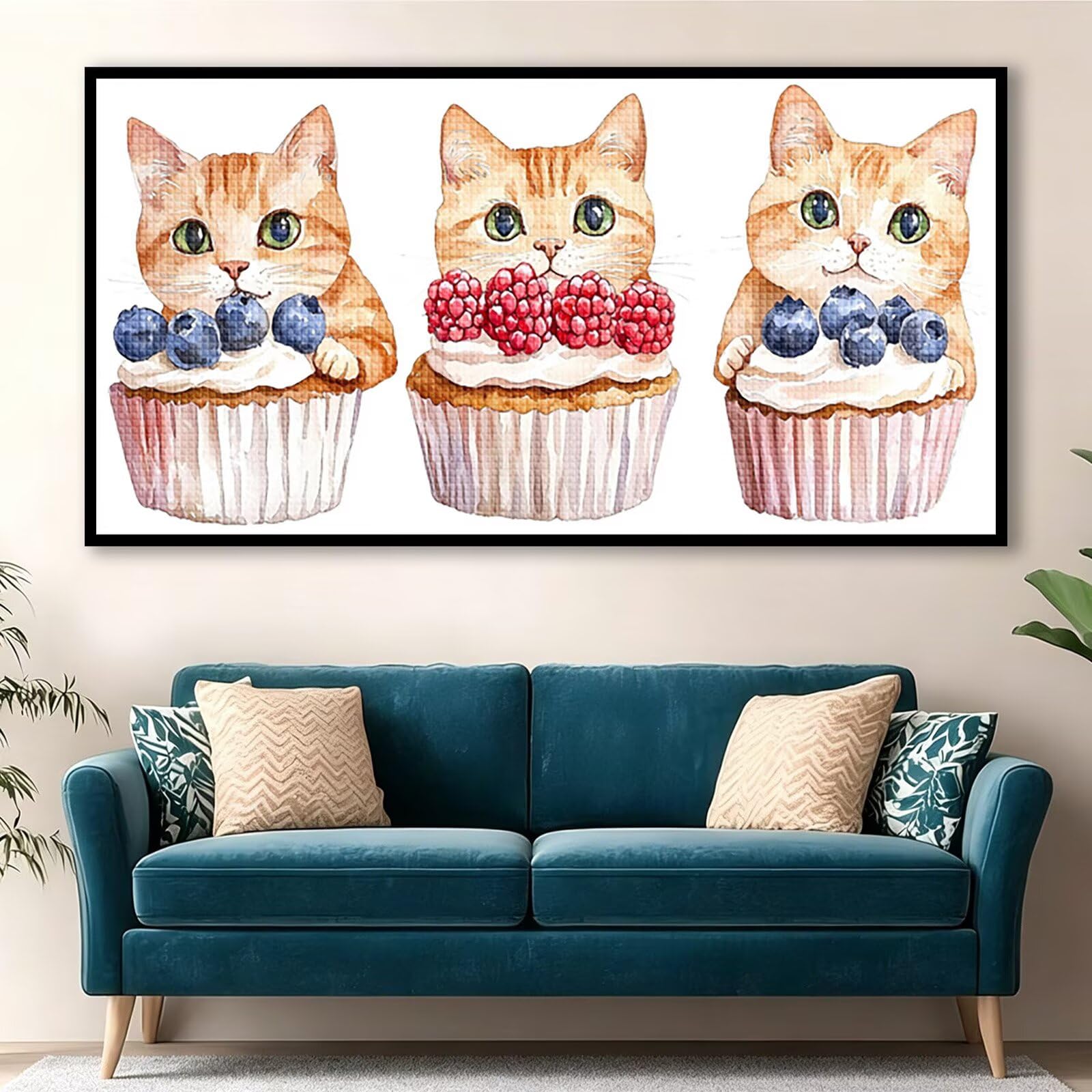 Diamond Painting Adultos Gato Pintura Diamante, Animal Diamond Painting 5D Completo, DIY Cuadrado Bordado Punto de Cruz Cuadros de Diamantes Kit para Decoracion Hogar, Regalo Mujer 200x100cm 0J-546