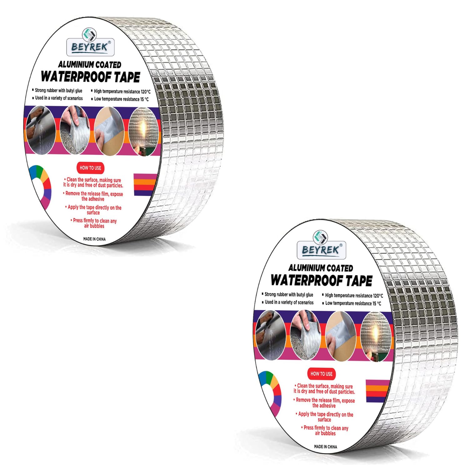 BEYREK Leakage Repair Waterproof Tape For Pipe Leakage, Aluminum Foil Rubber Tape Flashing Tape Permanent Leak Proof Patch Tape (5Cm x 5 Meter) (Pack of 2) (B0BCH3M922) Amazon Price History, Amazon Price Tracker