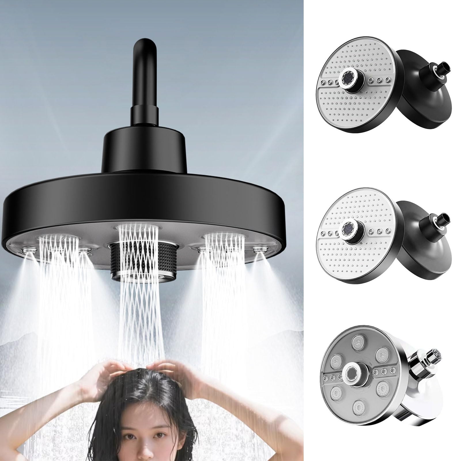 Cabezal de ducha multimodo con enjuague en forma de, F