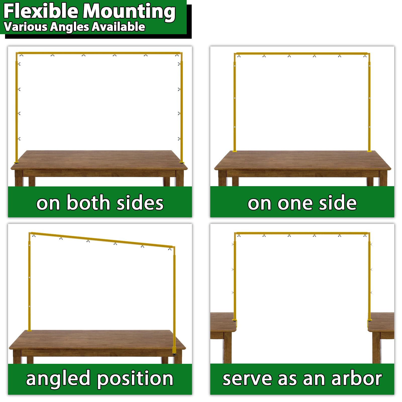 Arche de table réglable avec pinces - Tige décorative de table pour ballons, pour mariage, anniversaire et Noël (Longueur 73-247 cm, Hauteur 68-105 cm, Or)