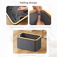Vista 7 de Cesta de lavandería gris, cestas grandes para lavandería con asas, cestas de lavandería con tapa para dormitorios, baño de bambú, cesta