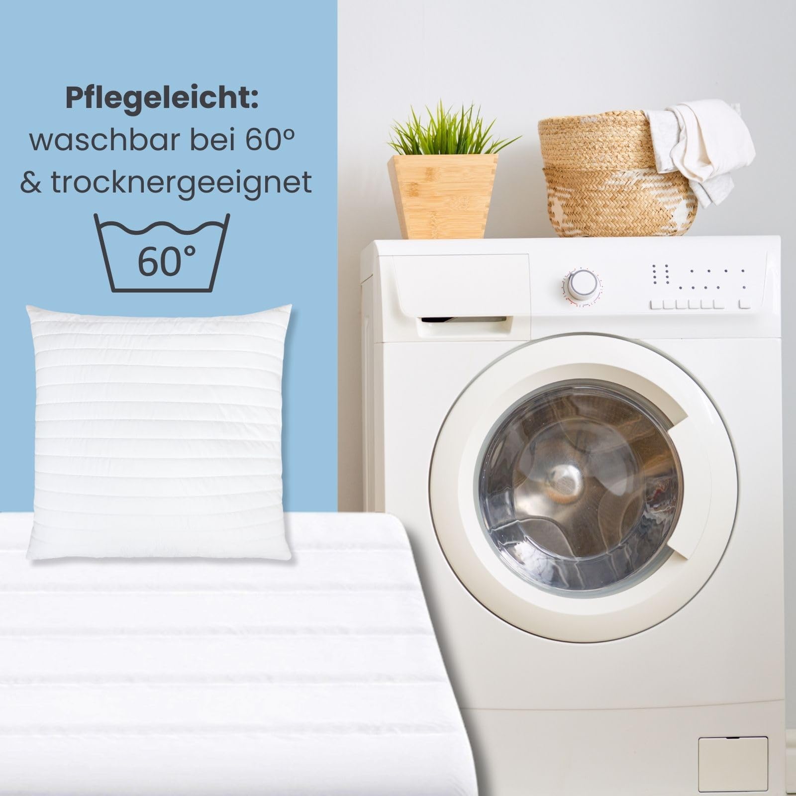 wometo 2er Bettenset - 2X Bettdecke 155x220 inkl. 2X Kissen 80x80 Oeko-TEX | Ganzjahres Steppdecke mit Kopfkissen versteppt, Made in EU (4-teilig)