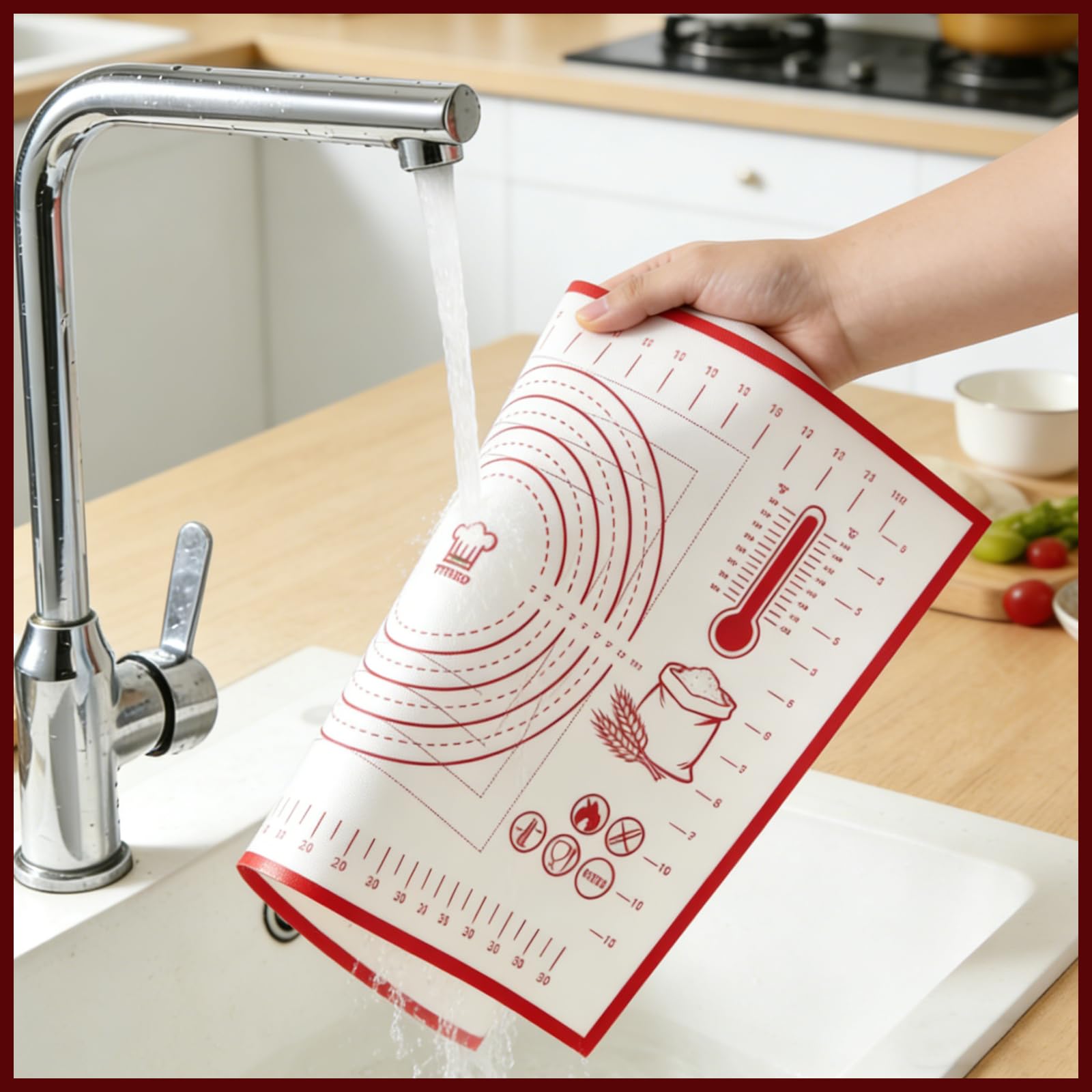 Tapete de silicona para hornear repostería de 40.6 x 61.0 cm, grande, antiadherente, antideslizante, con marcas de medición para amasar, pasteles, pizzas, galletas, fondant, cocina