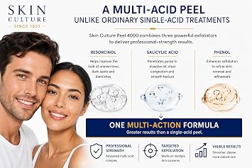 SKIN CULTURE Peel 4000 Professional Home Chemical Peel Kit | Triple-Acid Formula | Clinically Trusted Since 1937 | Removes Acne Scars, Blemishes, Fine Lines & Sun Damage in 6 Days | All Skin Types