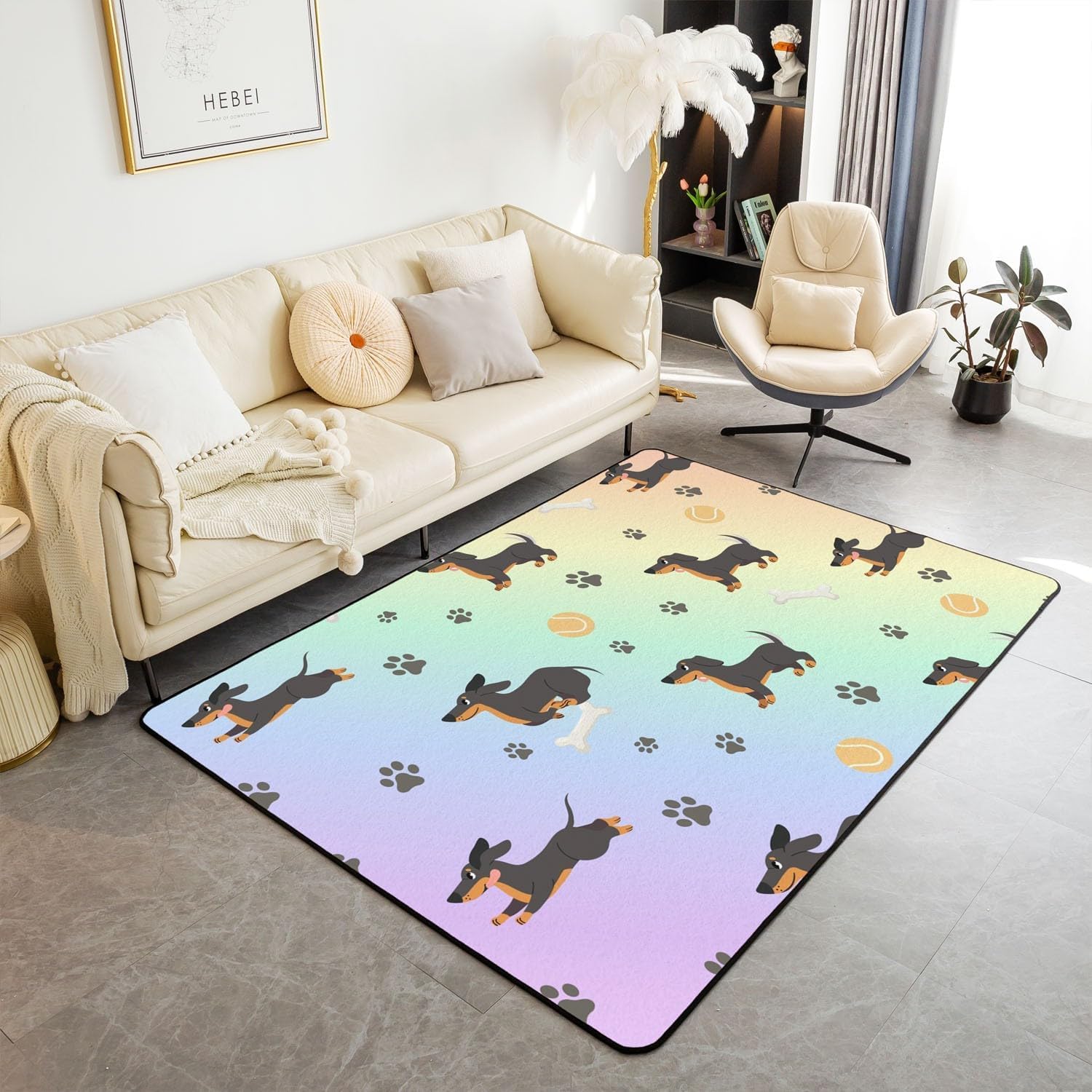 Tapis moderne grand carré et tapis de couloir imprimé 3D