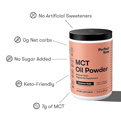 Miniatura 21 de Perfect Keto polvo de aceite de MCT – Triglicéridos de Cadena Media de Cocos Para Ketosis y Suplemento Energético de Cetona en la Dieta Ketogénica –