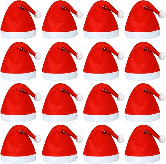 SHATCHI 12pcs Christmas Felt Hat Santa Costume Xmas Fancy Dress Fun Party Accessories Wholesale Bulk Buy, Red, One Size