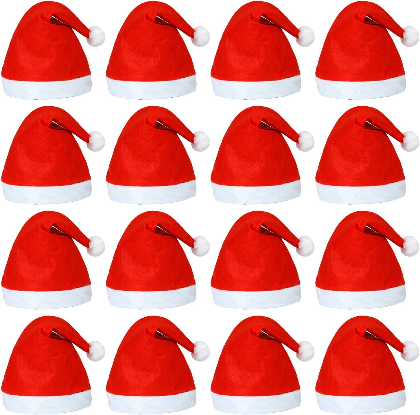 Shatchi Red 12Pcs Christmas Felt Hat Santa Costume Xmas Fancy Dress Fun Party Accessories Wholesale Bulk Buy, One Size