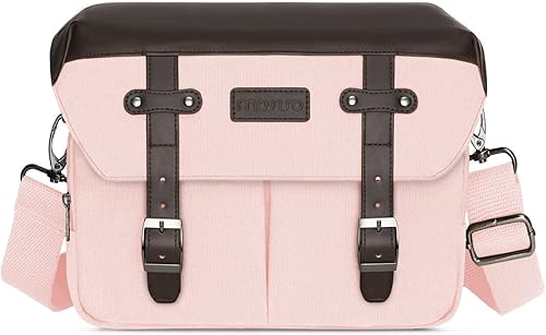 Miniatura 1 de MOSISO Funda cruzada para cámara bolsa de mensajero de hombro DSLRSLRsin espejo para fotografía estilo vintage de piel sintética con cubierta de