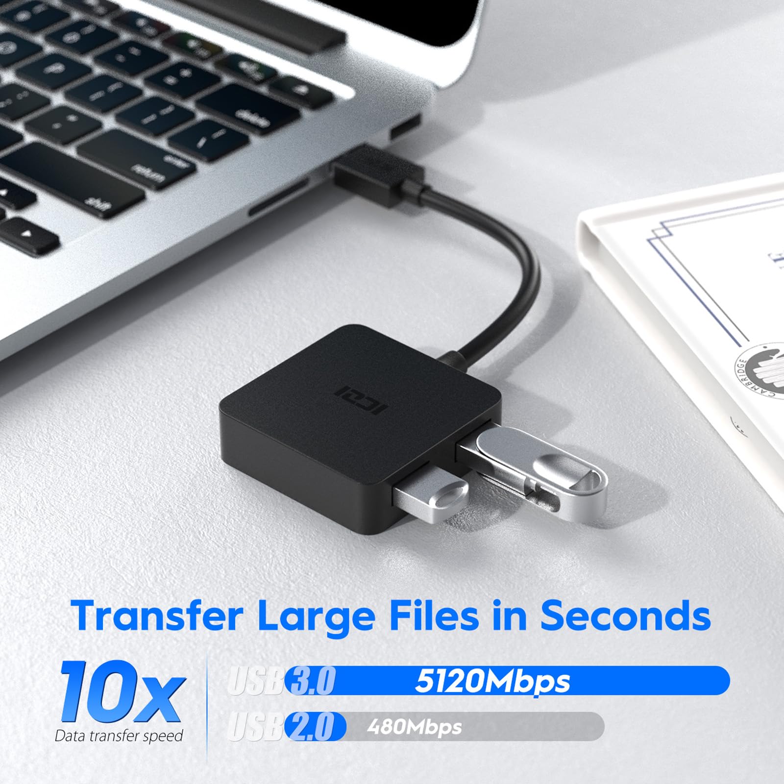 ICZI Hub USB 3.0 Sdoppiatore 4 Porte USB3.0 Adattatore alta Velocità 5Gbps compatibile con Macbook Pro, Mac Mini, Surface, HP Lenovo Acer Dell Laptop