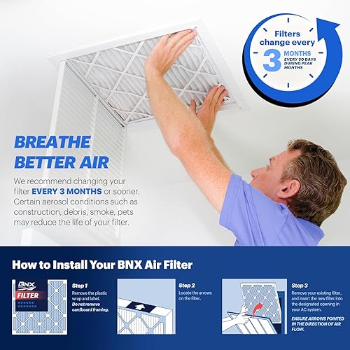 Miniatura 302 de BNX TruFilter MERV 13 - Filtro de aire para horno de CA de 20 x 20 x 1 pulgadas (paquete de 4) - Fabricado en Estados Unidos - Filtros de aire