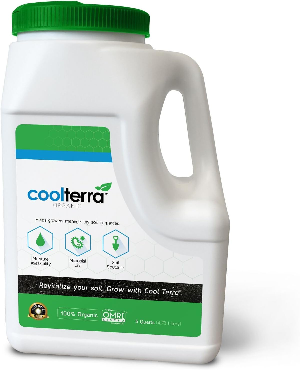 Cool Terra® Organic 100% Biochar Based Soil Amendment - USDA & OMRI Certified – 5 Qt. (6 lb) Jug – Improve Your Soil & Sequester Carbon!