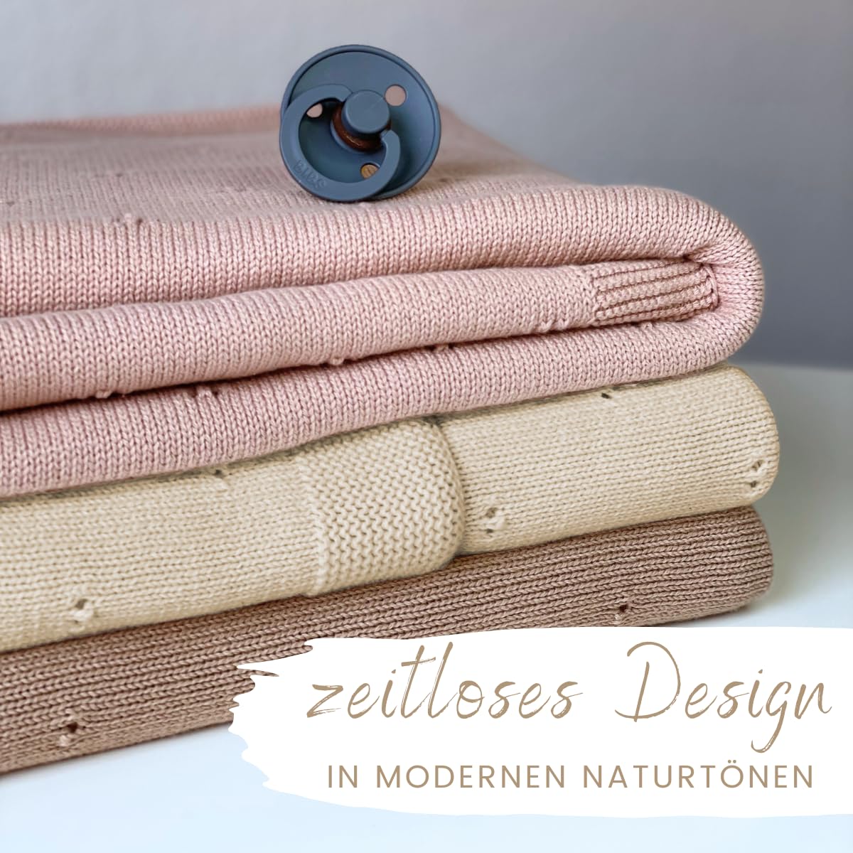 DIKOS® Couverture Originale Pour Bébé - Motif Ours En Peluche - Cappuccino - 100 % Coton Bio - Avec Doudou - Couverture Tricotée - Premier équipement Pour Bébé Fille / Garçon - Cadeau De Naissance