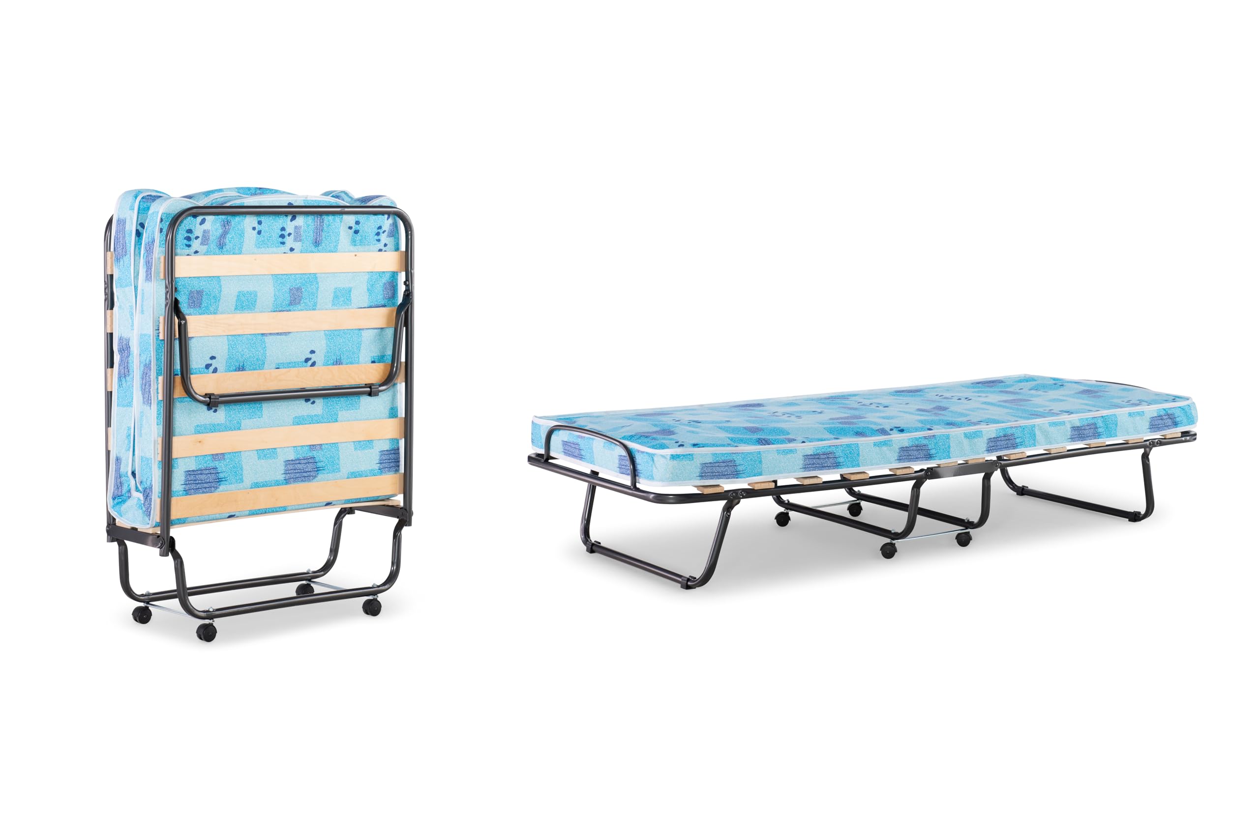 Linon Folding Bed, Roma, Cot, Blue and White