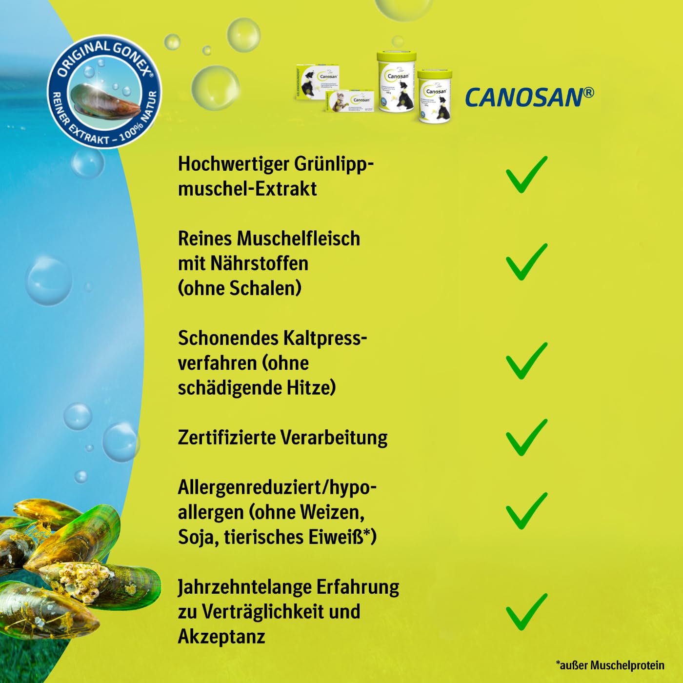 CANOSAN Pellets 2 x 1300 g Grünlippmuschel für Gelenkgesundheit bei Hunden