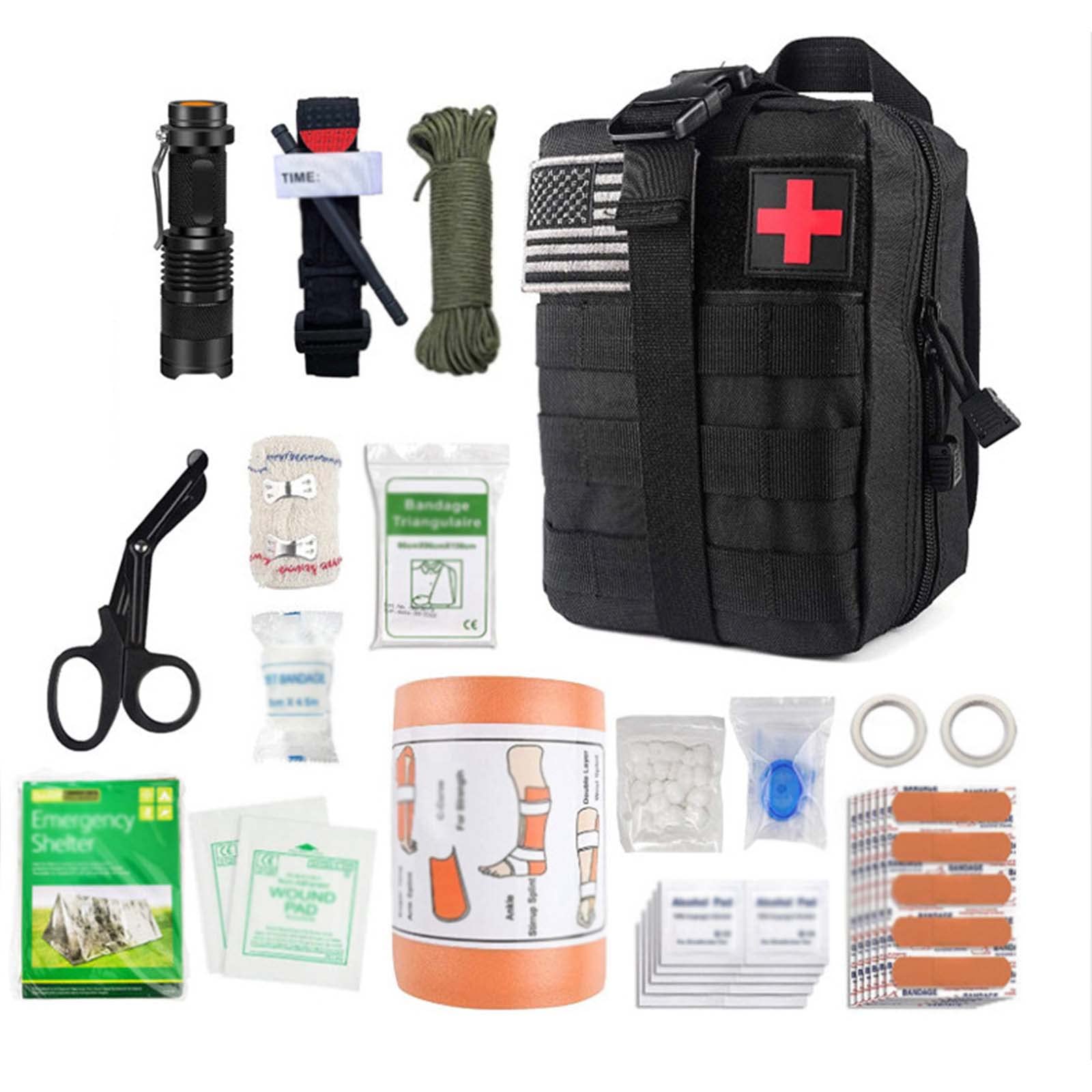 Kit de Primeros Auxilios, Emergencia Equipos de Supervivencia, TáCtico Trauma Militar Kit de Primeros Auxilios, Kit TáCtico de Emergencia, Torniquete de TransmisióN,Negro
