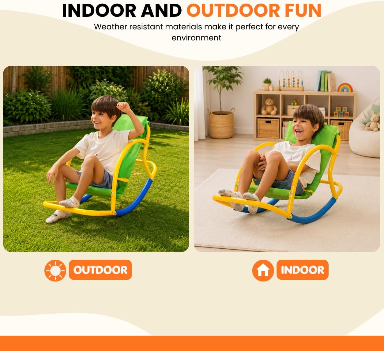 Calming Sensory Rocking Chair for Kids – Balance Seat for Focus, Relaxation & Play | Indoor Outdoor Therapy Chair for Autism, ADHD & Active Kids
