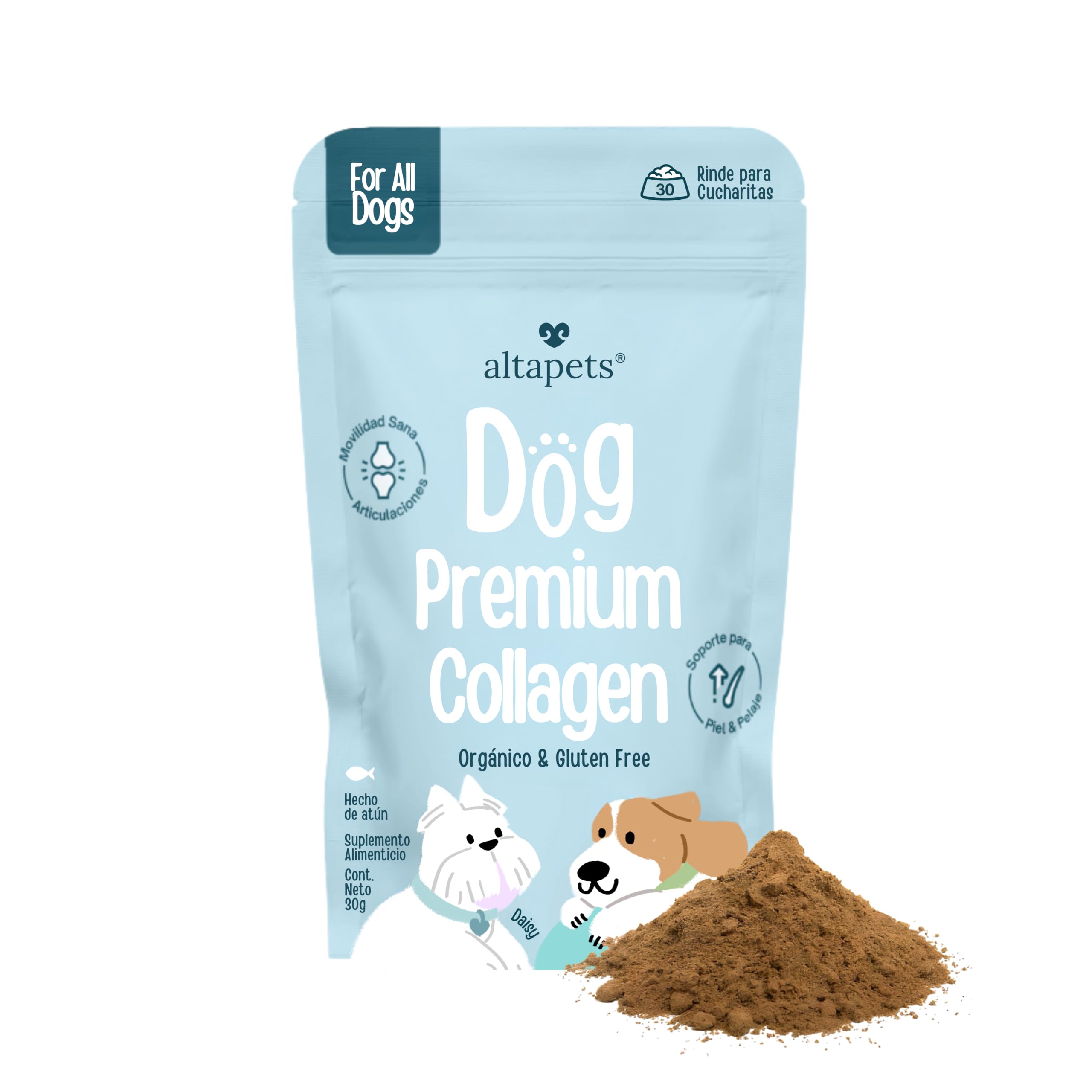 Altapets Colágeno para Perros - Premium Mobility Perro, Orgánico - 30 Dosis