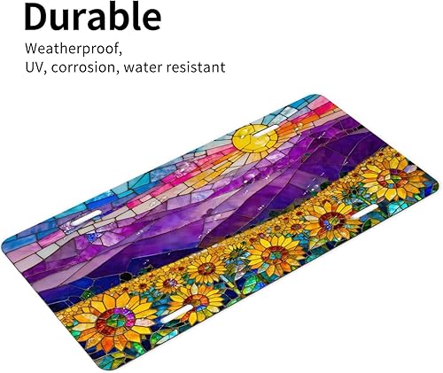 Miniatura 4 de Placa de matrícula frontal de girasol para mujer, placas decorativas de aluminio de metal, bonita cubierta de matrícula para hombres, 6 x 12