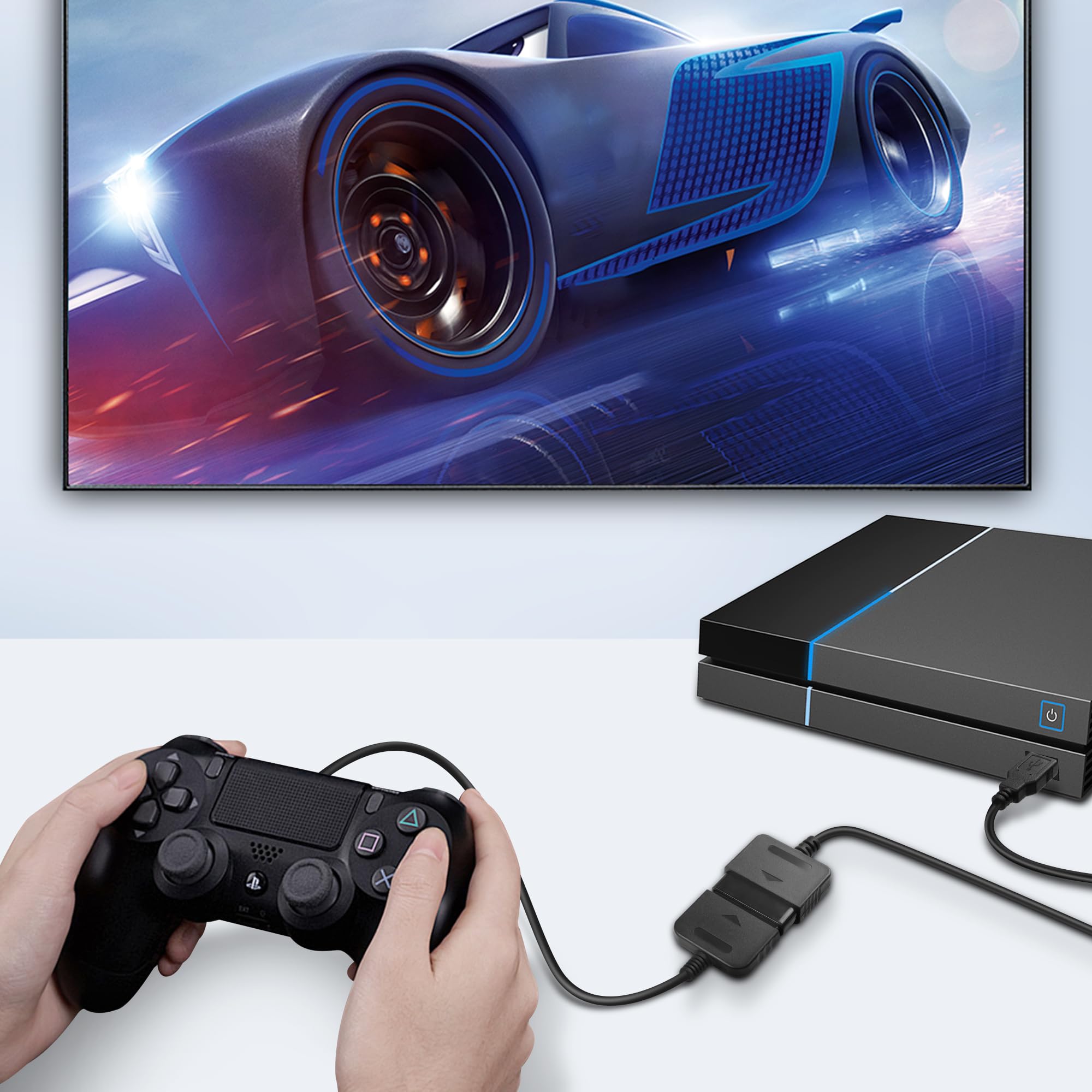 MEIRIYFA Controlador PS2 a Adaptador USB Cable Convertidor Compatible con Controlador PS2/PS3 Gamepad a Controlador PS3/PC Paquete de 2, 20 cm