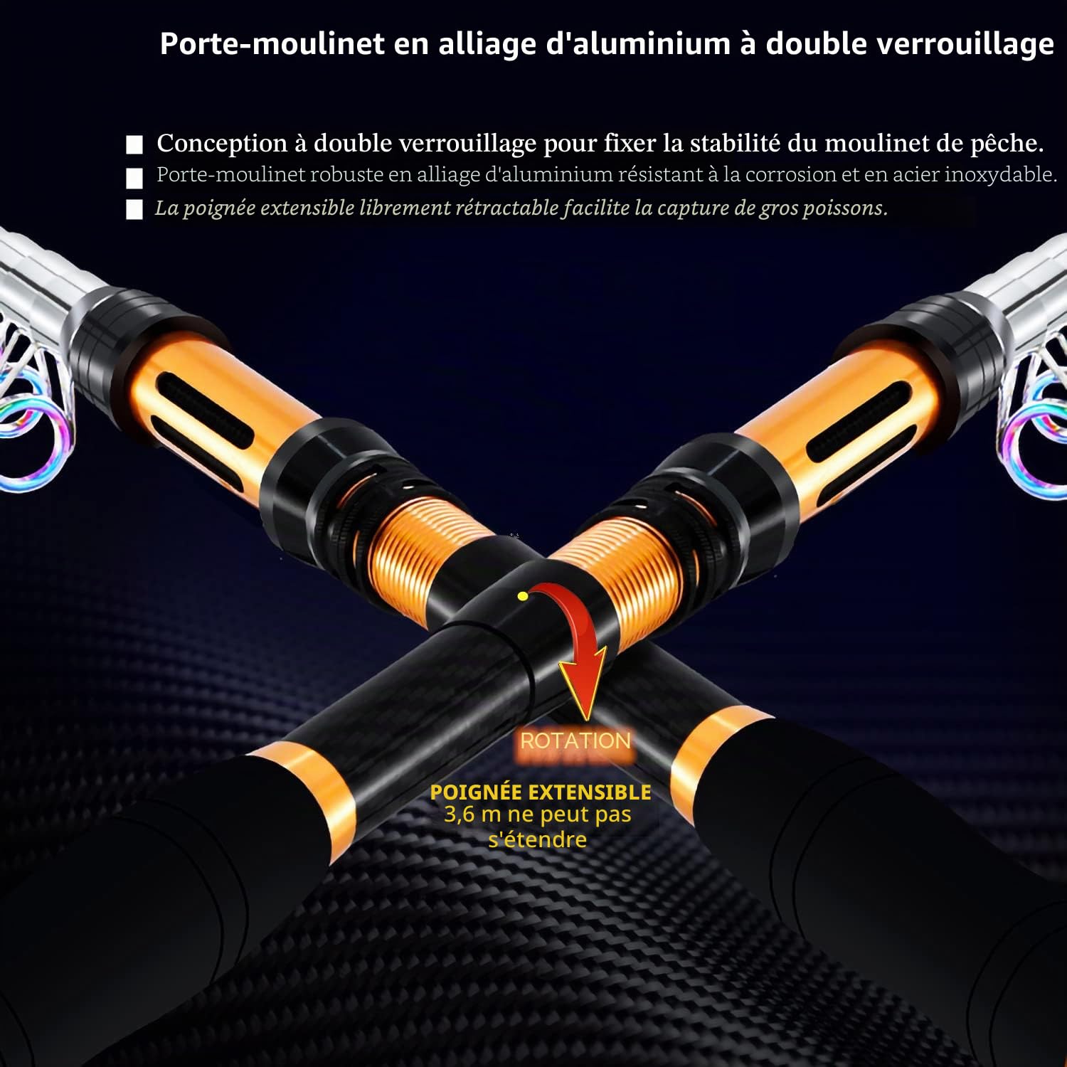 6 Set Canne à pêche télescopique 2.1m, 2.4m, 3.0m 3.6m à 99% de Carbone & Moulinet 12BB & leurres & Ligne & Crochets & flotteurs, kit de Canne à pêche