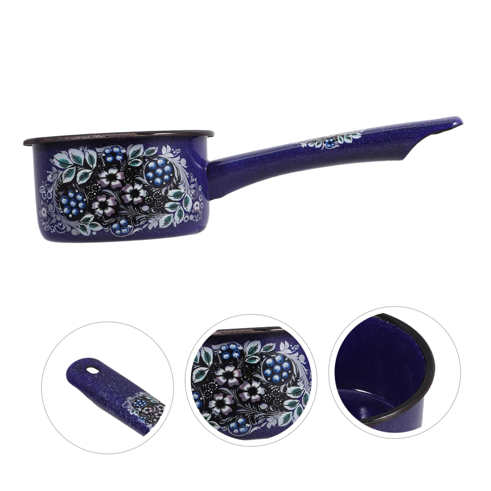 Vintage Emaille Wasserkelle Blau mit Griff, 1 Stück | Klein für Küche und Restaurant, Geeignet für Wasser und Früchte, Ergonomisches Design