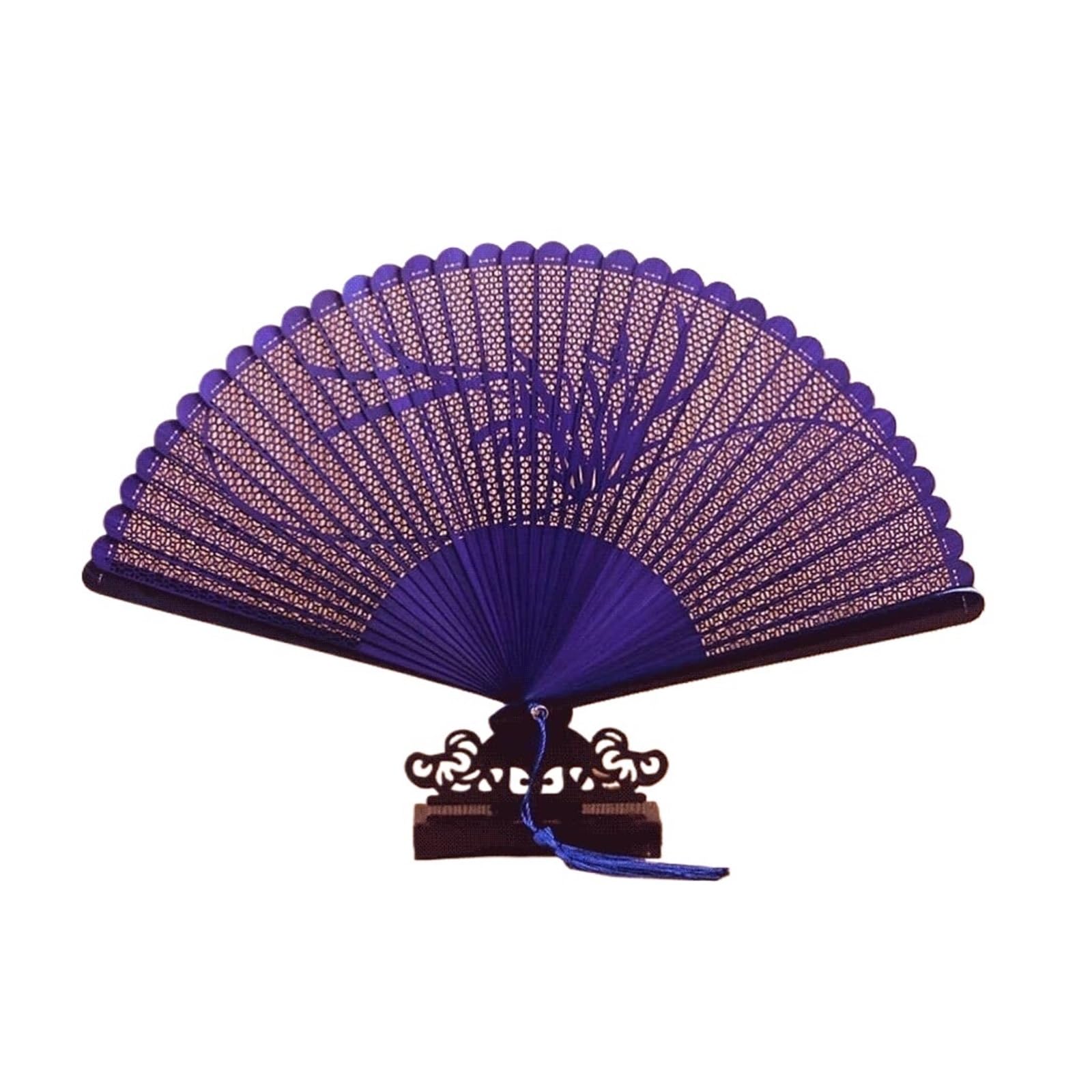 SUNMME Folding Fans Decoration Folding Fan Chinese Style Vintage Floral Folding Hand Fans Hollowed Hand Holding Fan Craft Fan for Gifts Decorative(Color:zwart Plum) (Orchid one size)