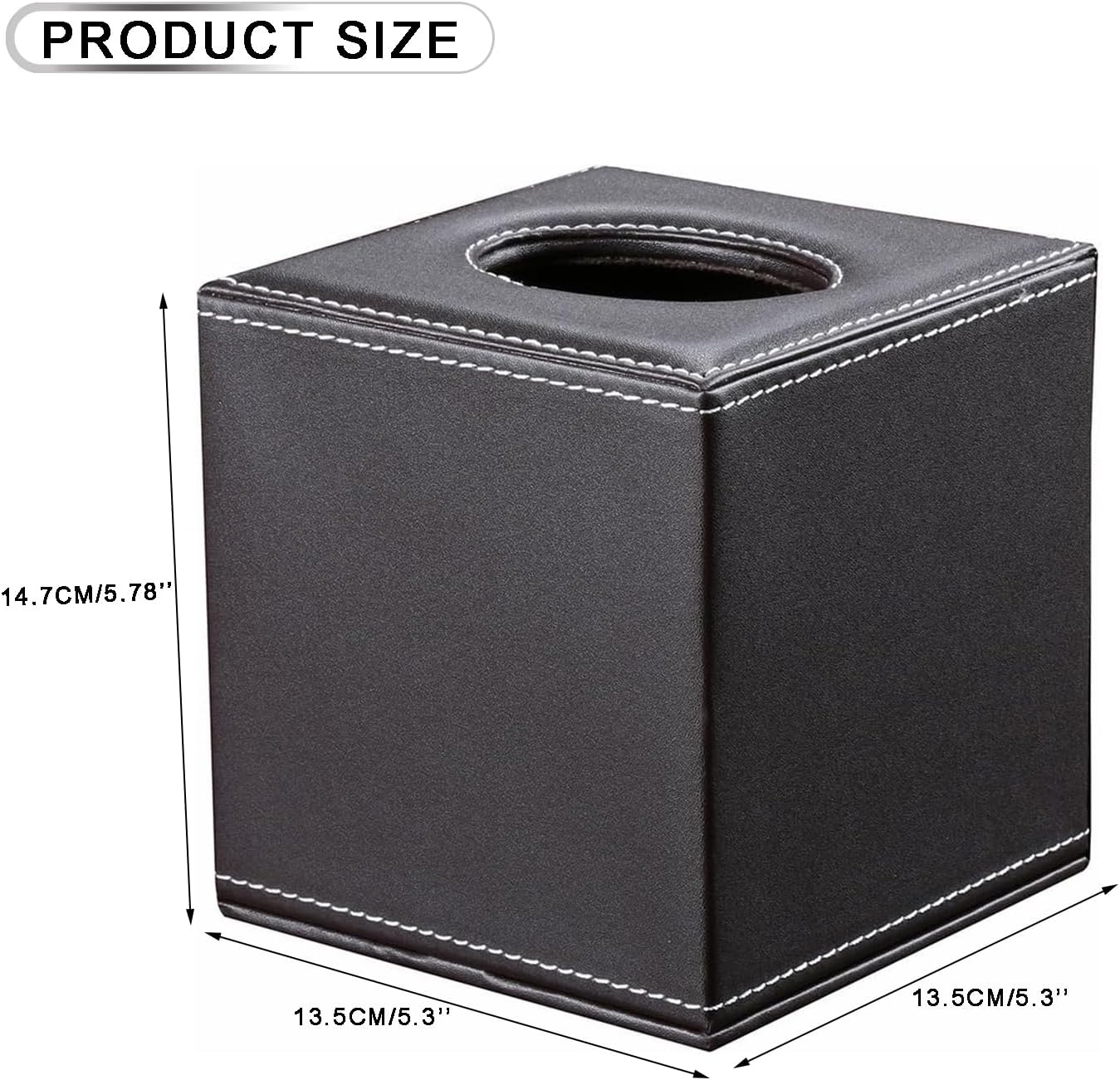 KINGFOM Square Pu Leather Tissue Box Cover, Modern Facial Tissue Holder, Roll Tissues Paper Case Dispenser for Bathroom Vanity Countertop, Night Stands, Office Desk & Car(Brown) image 2
